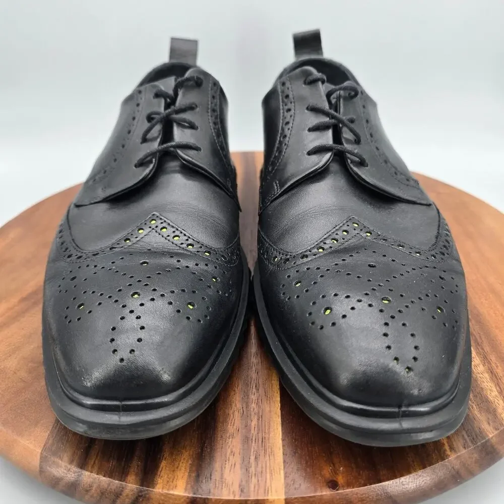 Ecco St.1 Hybrid Lite Shoes Mens 11 Black Leather Brogue Wingtip Casual Oxfords
